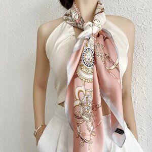 Jessica McClintock Equestrian Print Shawl Pareo Bandana Belt Scarf Wrap 72 x 36